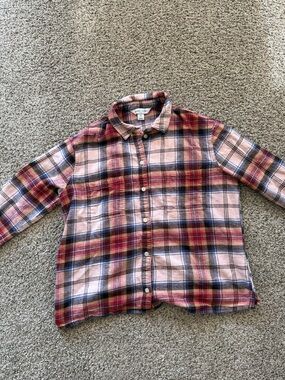 Old Navy Pink and Red Plaid Button-Down Shirt